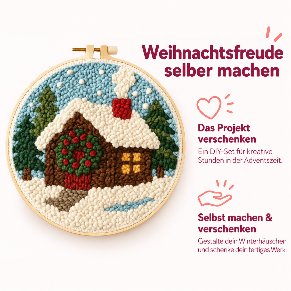 Winterhausmotiv als kreative Geschenkidee zum Selbstgestalten.